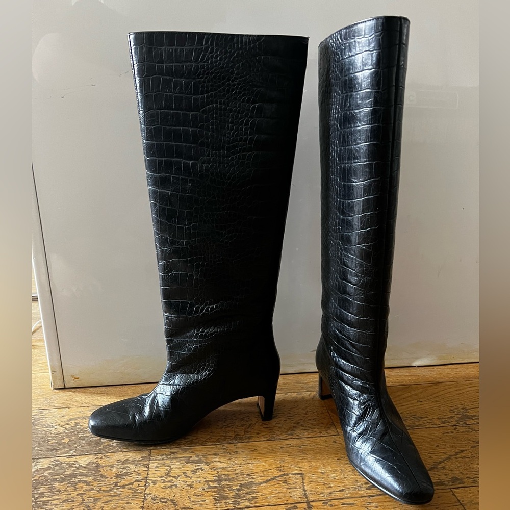 Anine Bing knee high leather snake skin boots, size 36